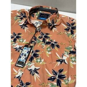 Nikel & Iron Shirt Large Men Coral Button Down Short Sleeve Size XL. NEW!!
